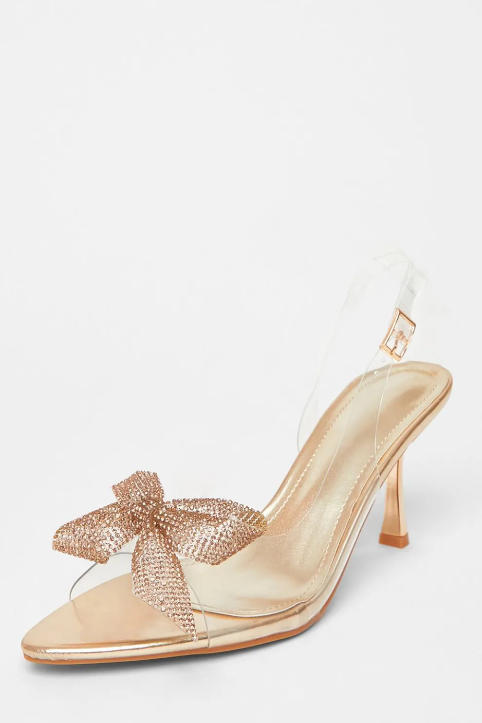 Gold Diamante Bow Heels