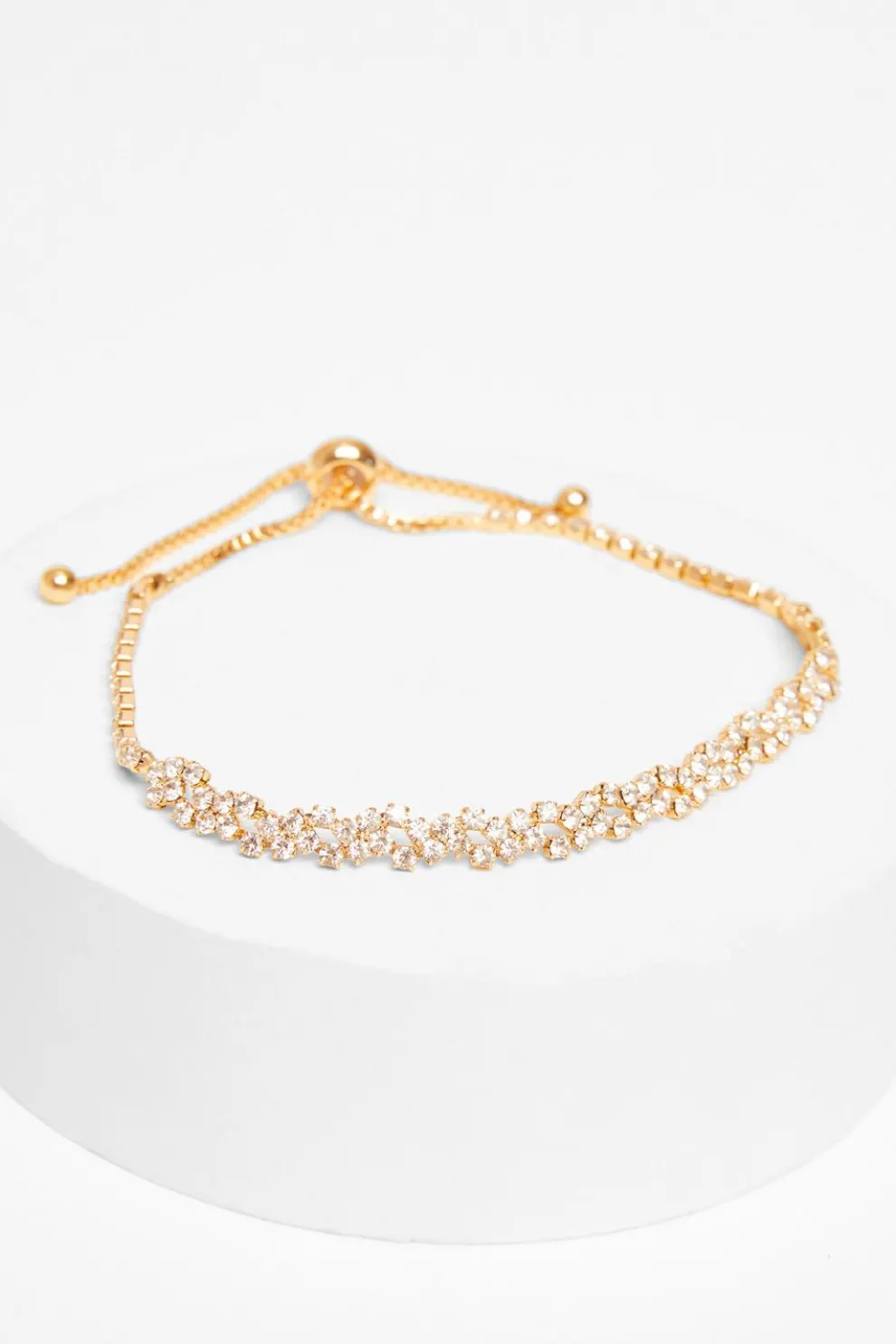 Gold Diamante Cluster Toggle Bracelet