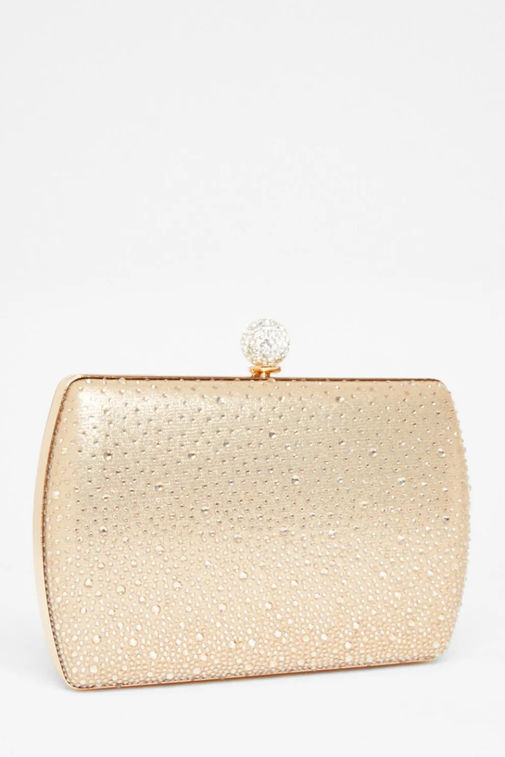 Gold Diamante Curve Box Bag