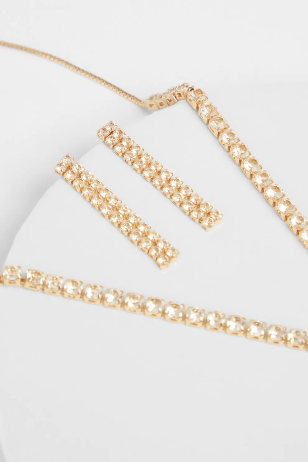 Gold Diamante Drop Jewellery Set