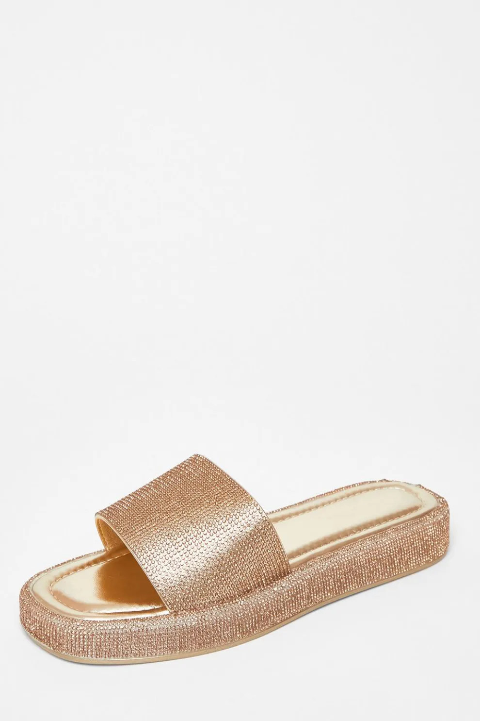 Gold Diamante Flat Sandals