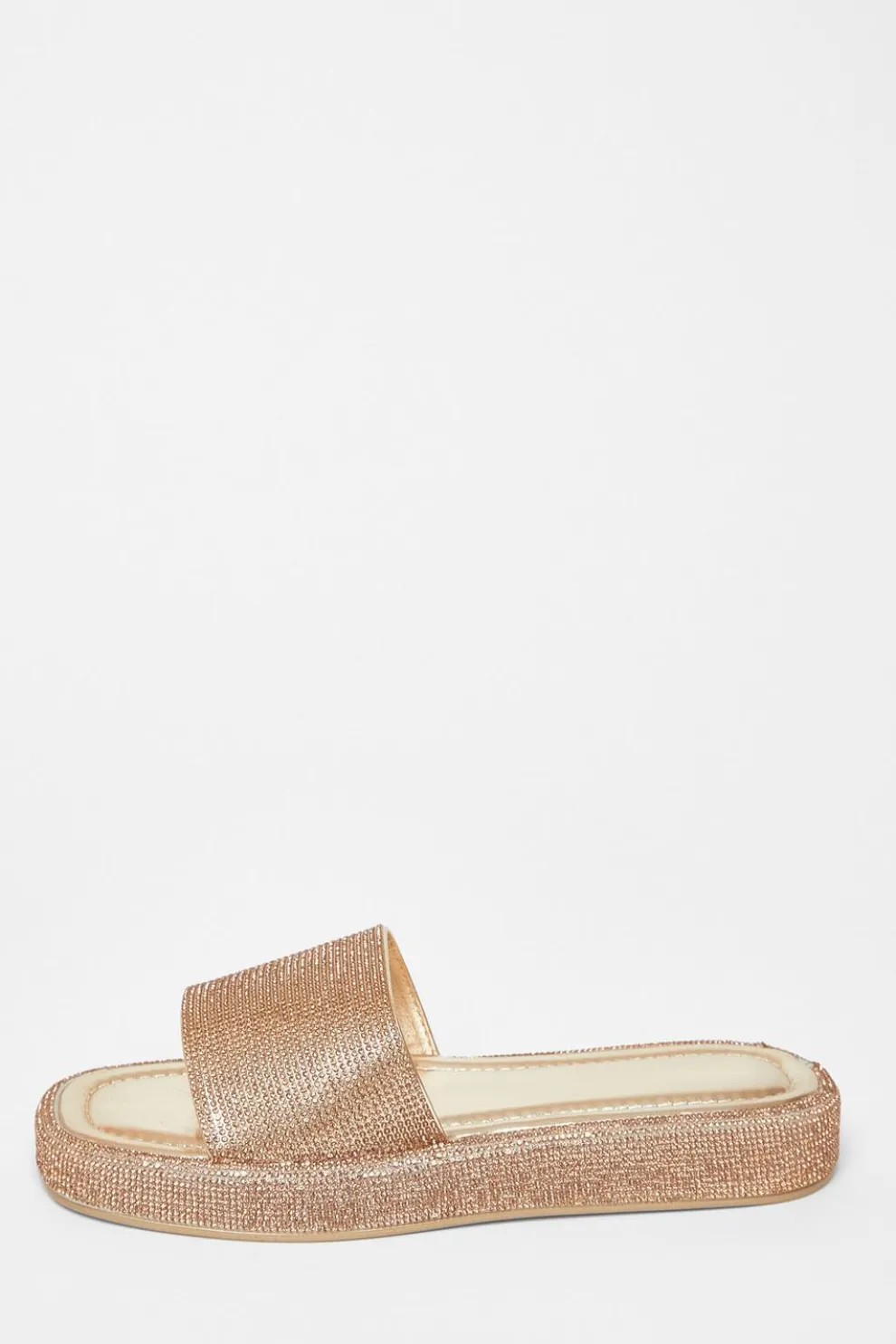 Gold Diamante Flat Sandals
