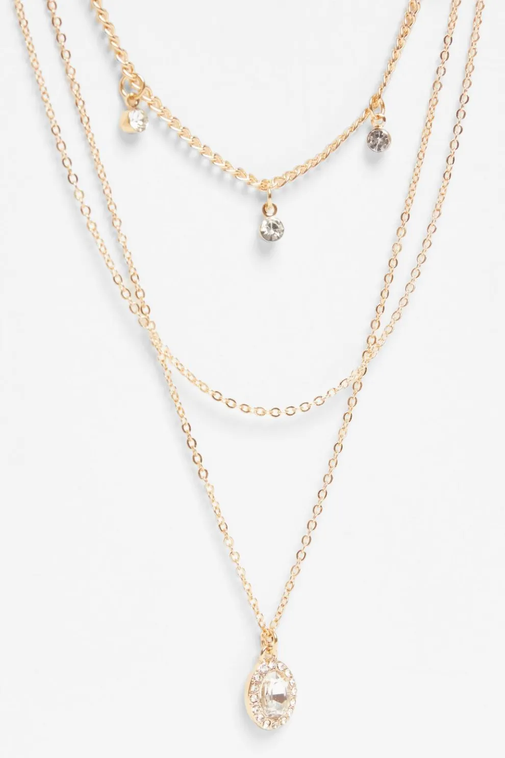 Gold Diamante Jewel Layered Necklace