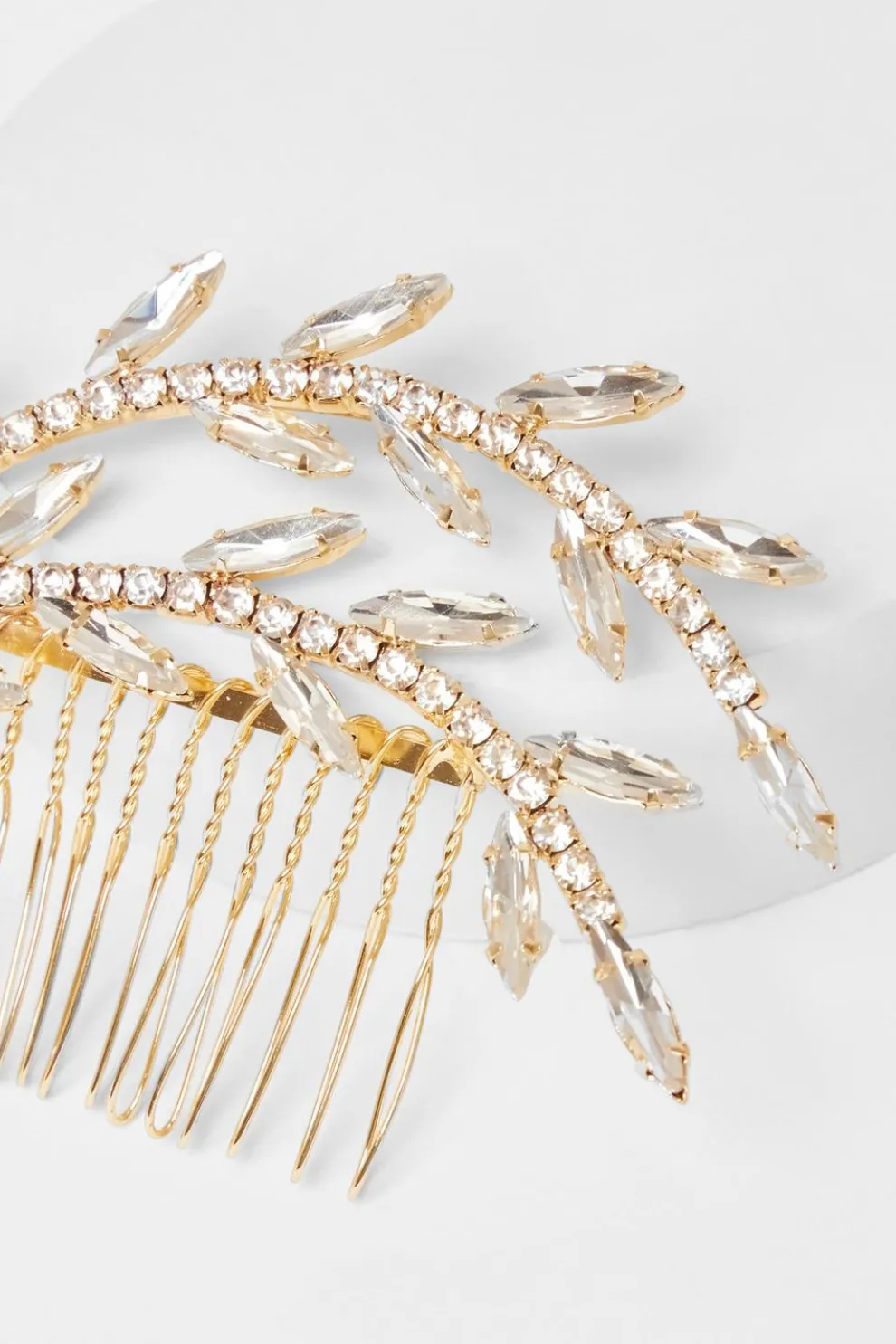 Gold Diamante Leaf Hair Comb