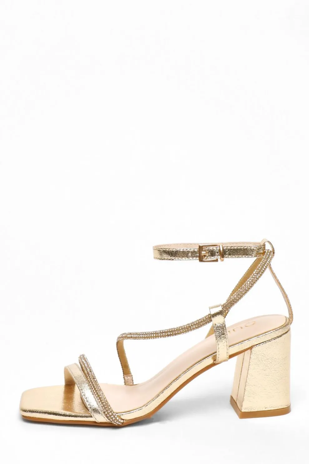Gold Diamante Satin Heel Sandals