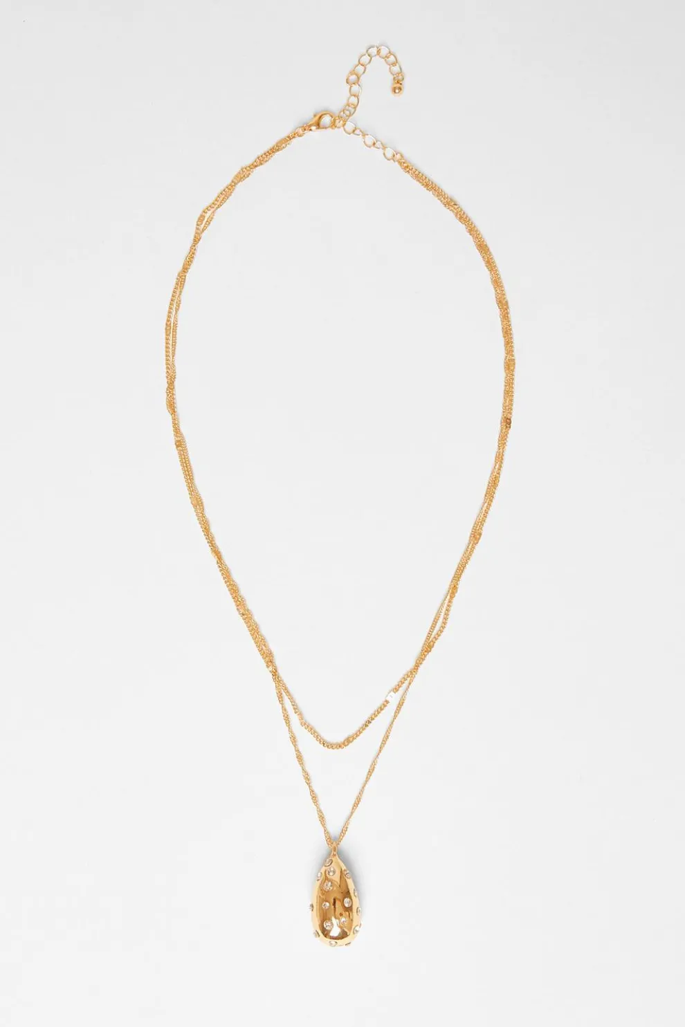 Gold Diamante Tear Drop Necklace