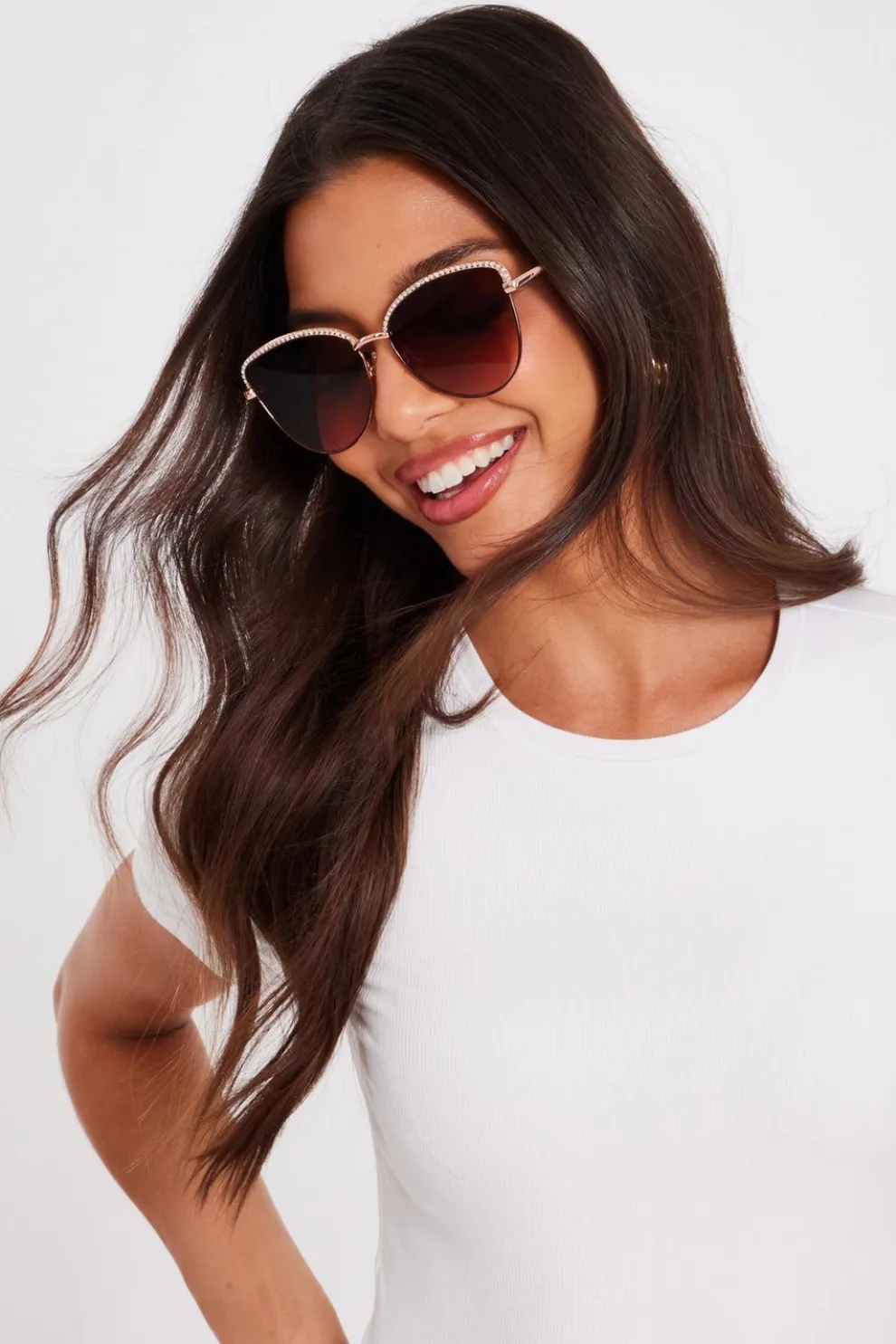 Gold Diamante Trim Sunglasses