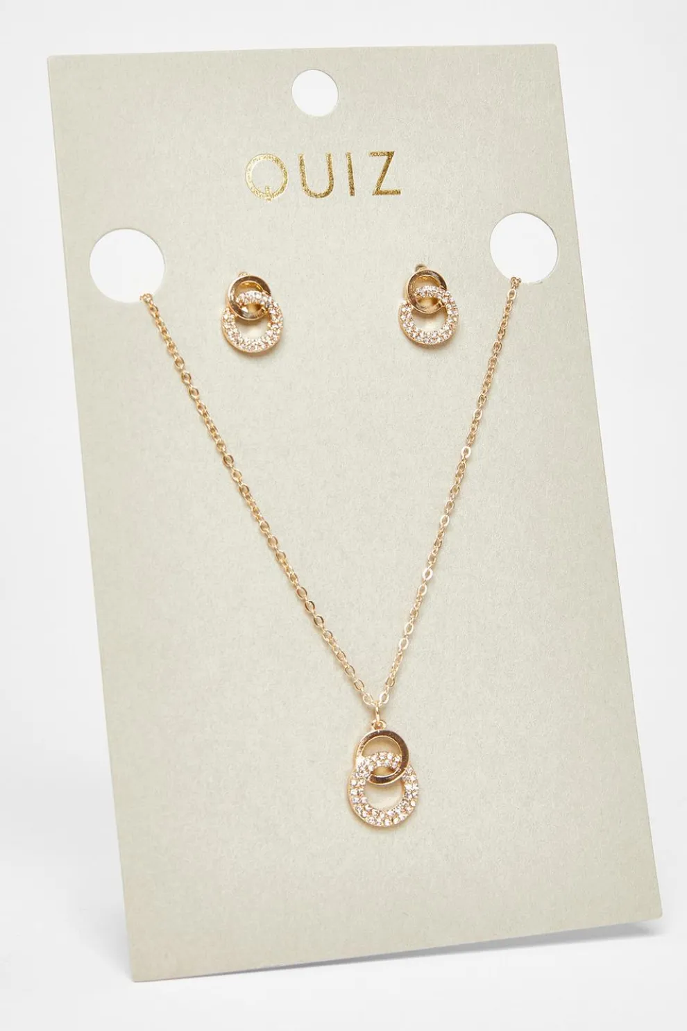 Gold Double Circle Jewellery Set