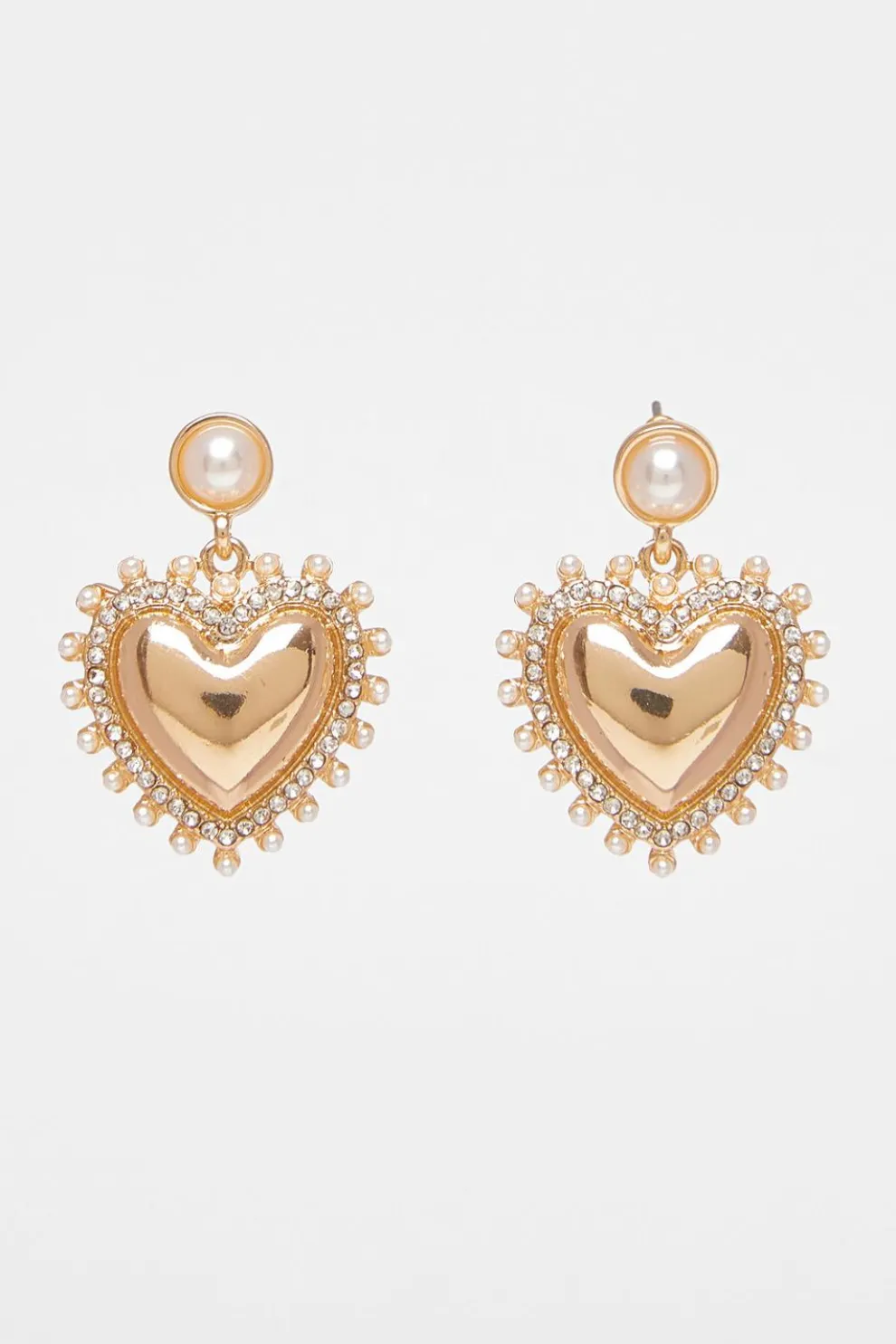 Gold Heart Drop Earrings
