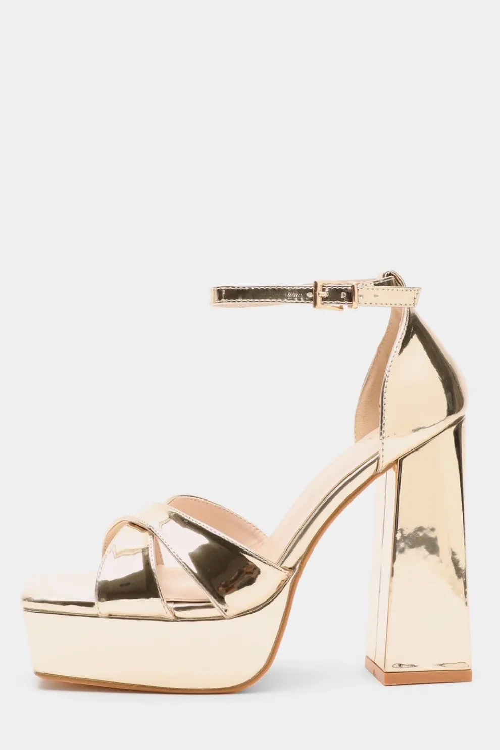 Gold Mirrored Platform Heels