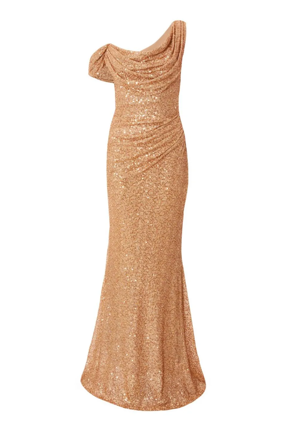 Gold Sequin Drop Shoulder Maxi Dress