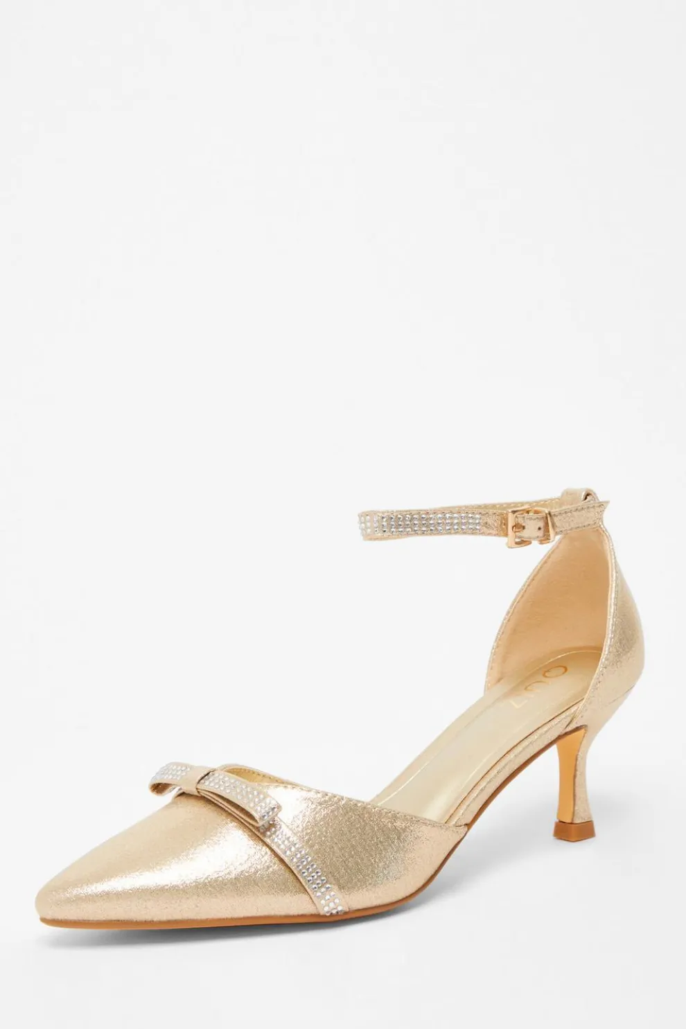 Gold Shimmer Bow Court Heels