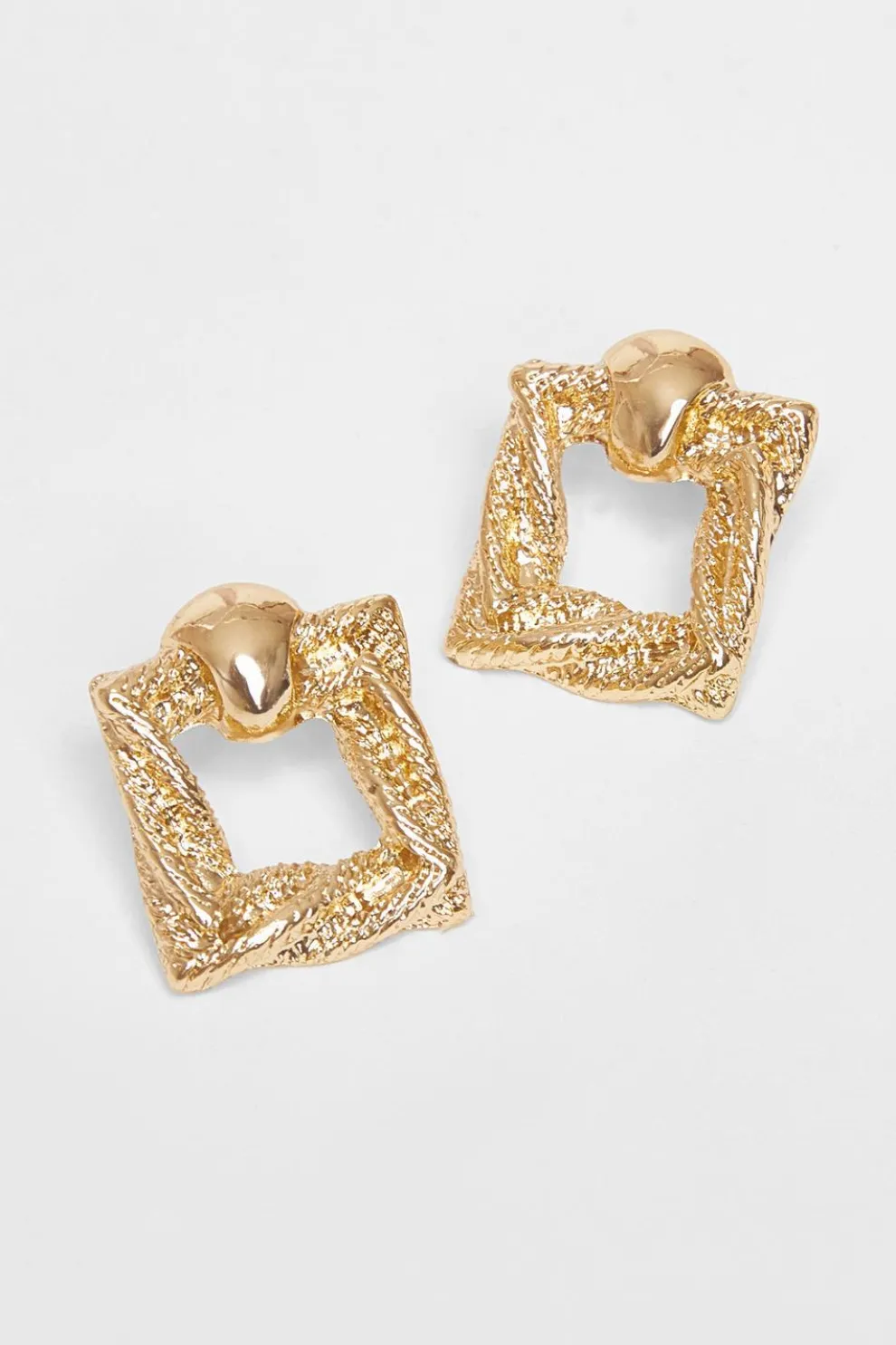 Gold Square Door Knocker Earrings