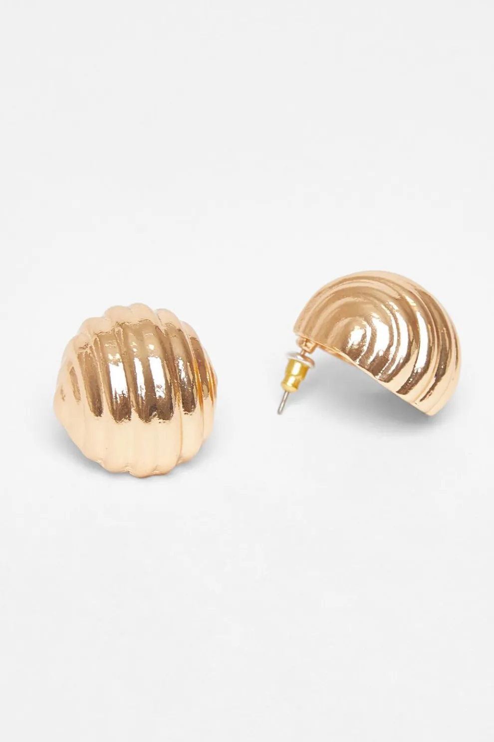 Gold Textured Dome Stud Earrings