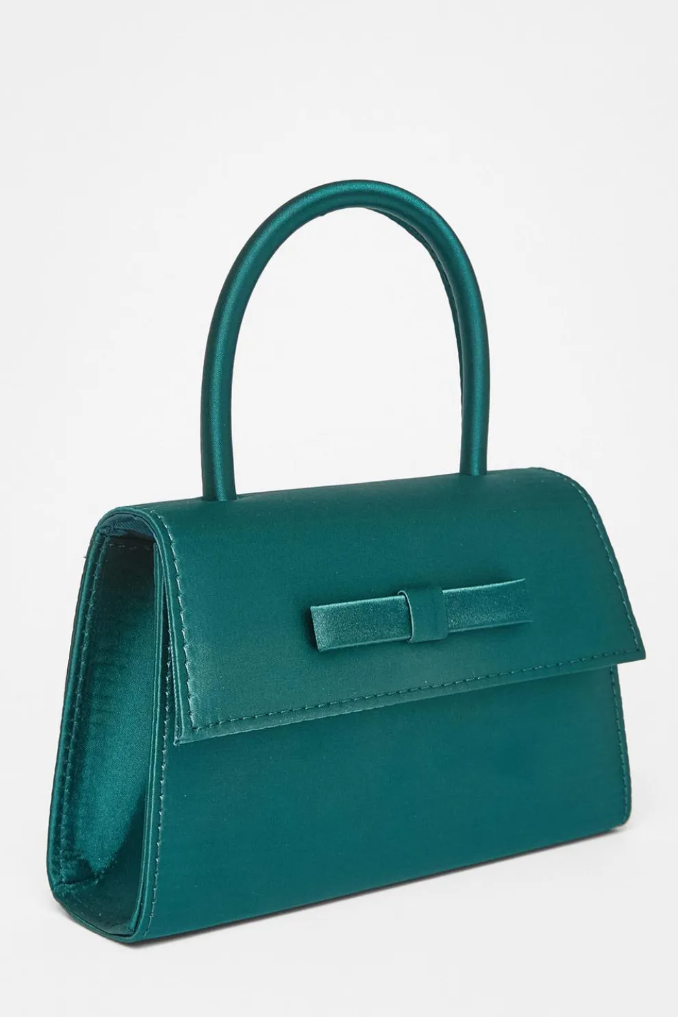 Green Bow Trim Top Handle Bag