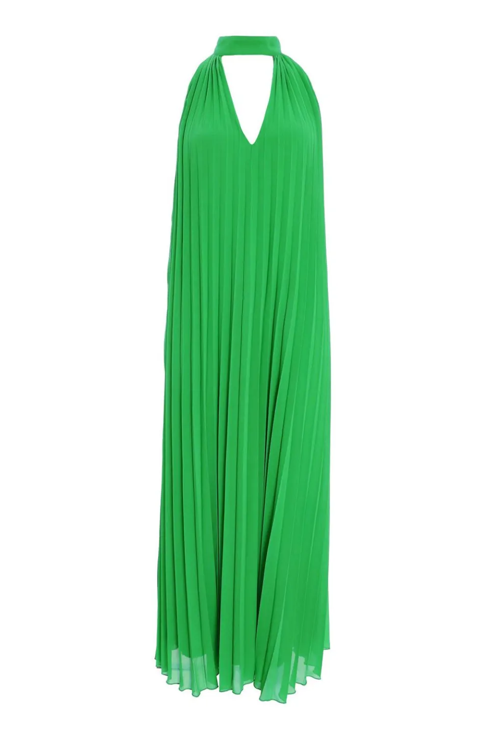 Green Chiffon Pleated Maxi Dress