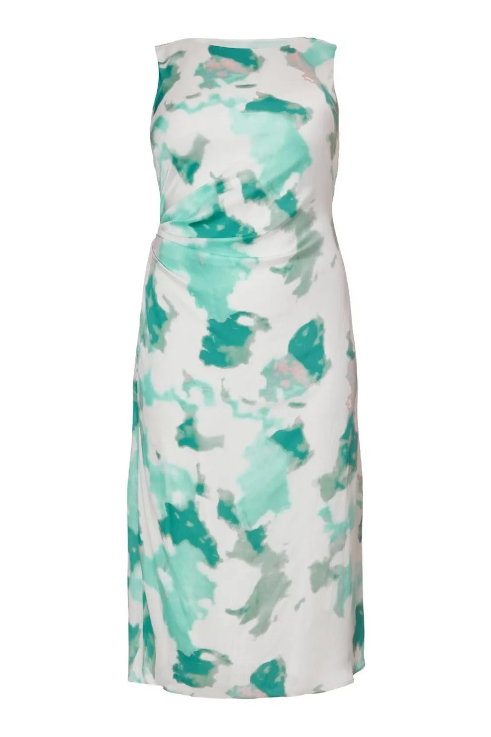 Green Curve Satin Marble Midaxi Dress