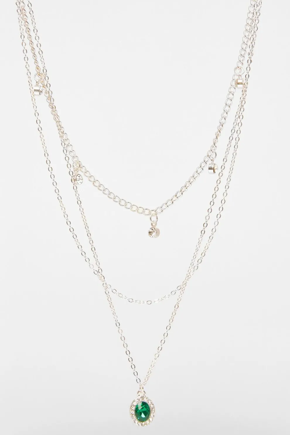 Green Diamante Jewel Layered Necklace