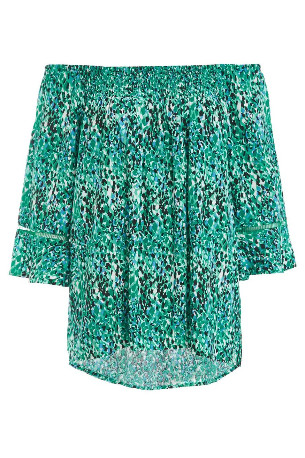 Green Leopard Print Bardot Top