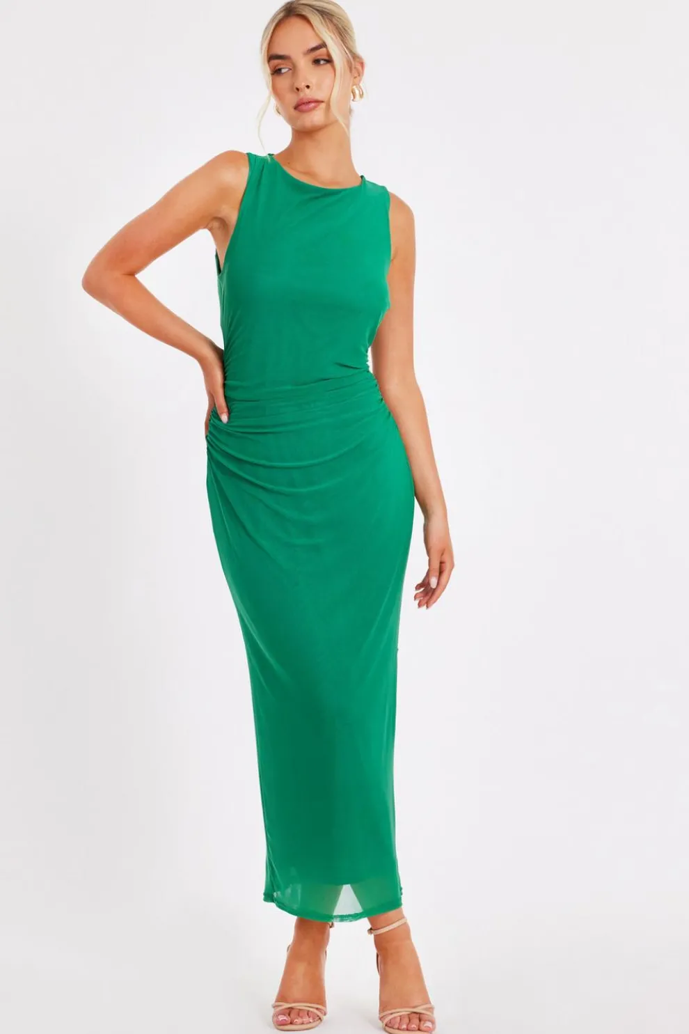 Green Mesh Midaxi Dress