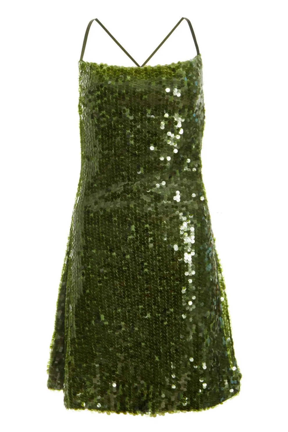 Green Sequin Cowl Mini Dress