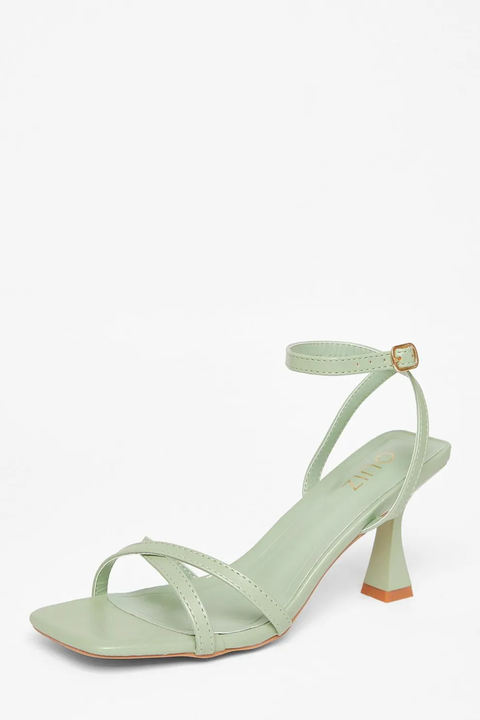 Green Strappy Flared Heels