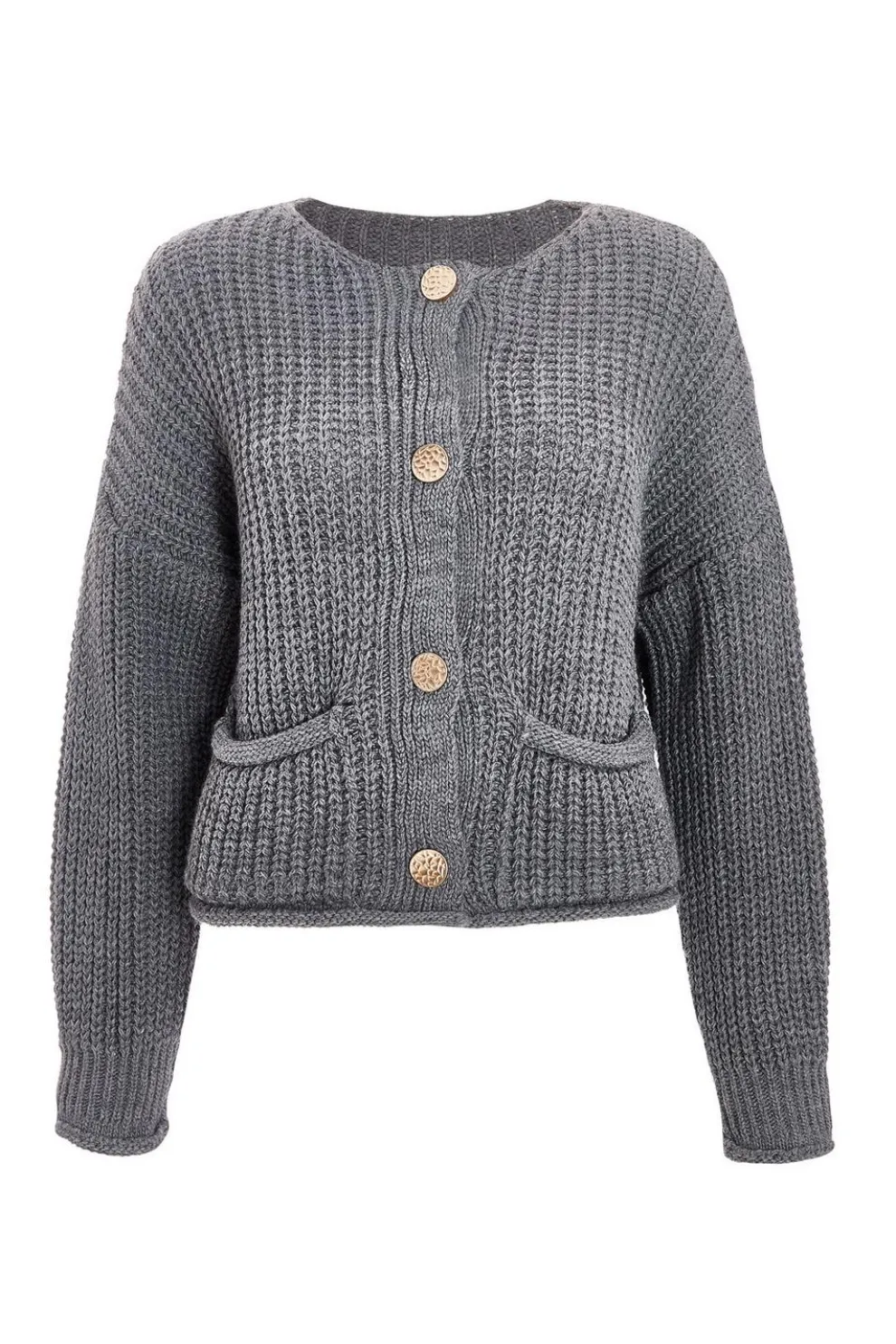 Grey Chunky Knit Cardigan