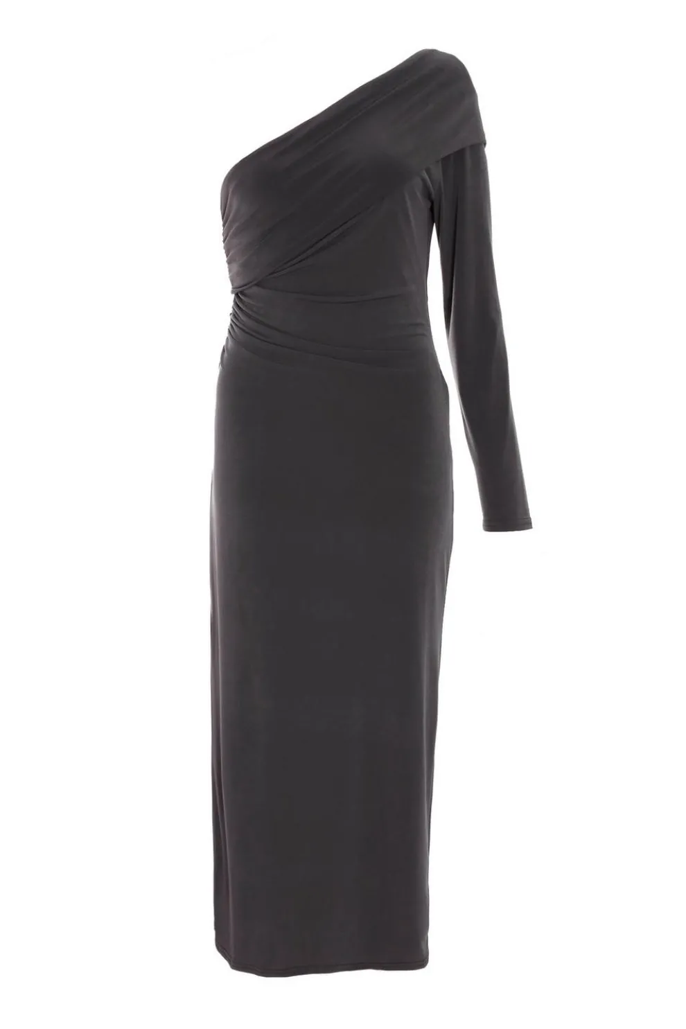 Grey One Sleeve Bodycon Midaxi Dress