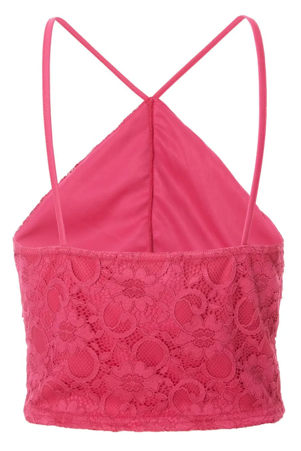 Hot Pink Lace Crop Top