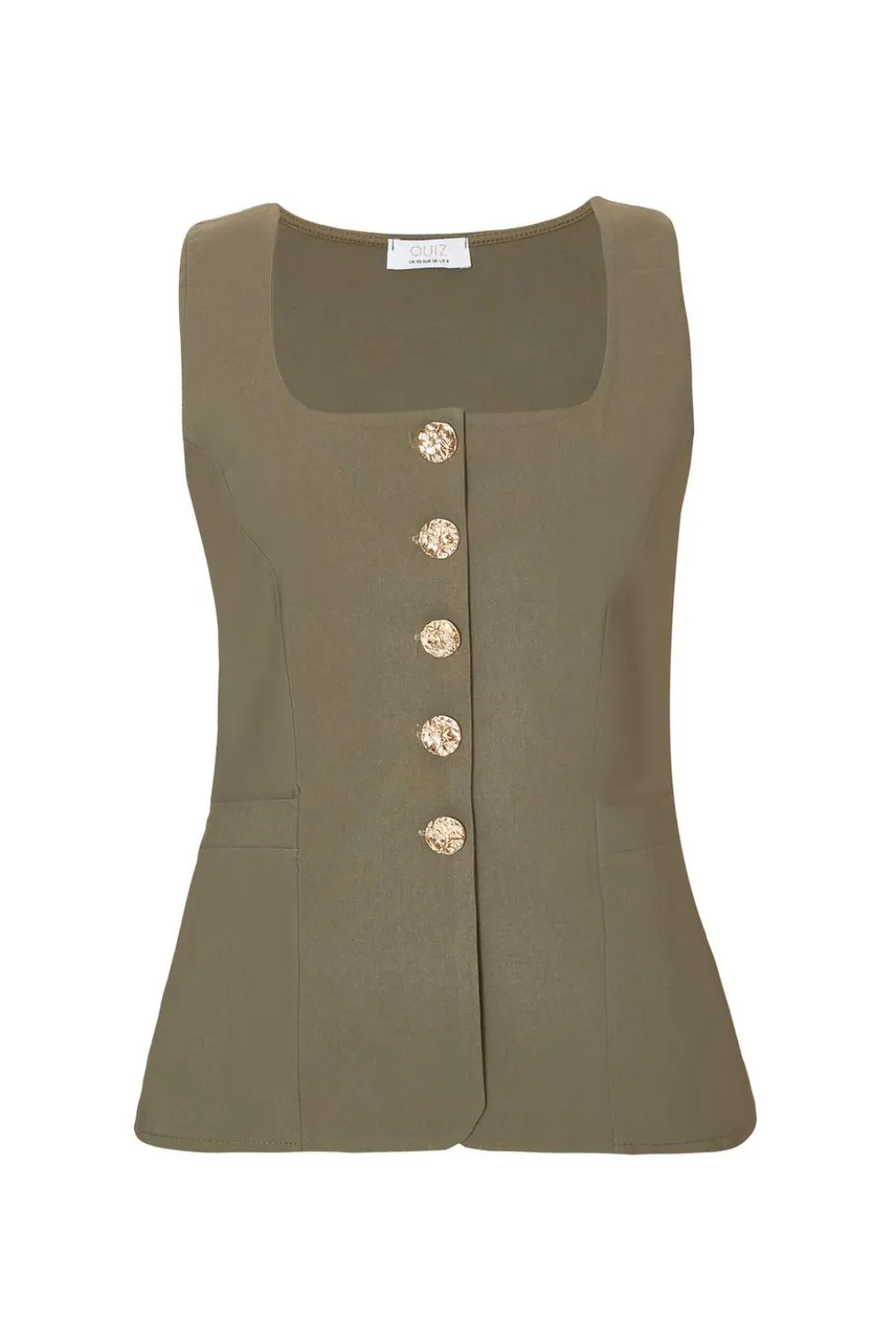 Khaki Button Front Waistcoat