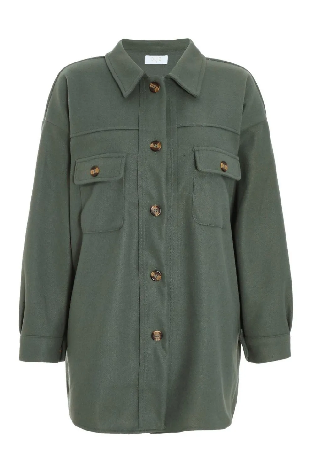 Khaki Button Front Shacket