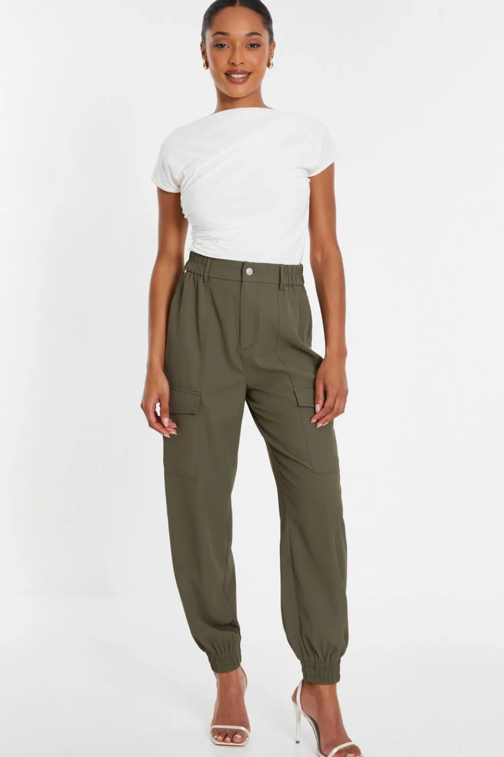 Khaki Cargo Cuff Trousers