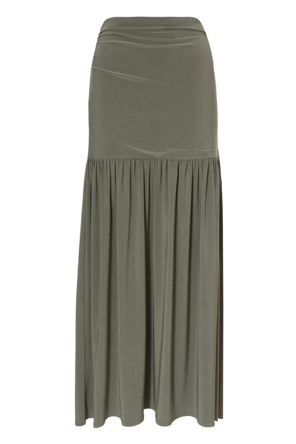 Khaki Drop Waist Midaxi Skirt