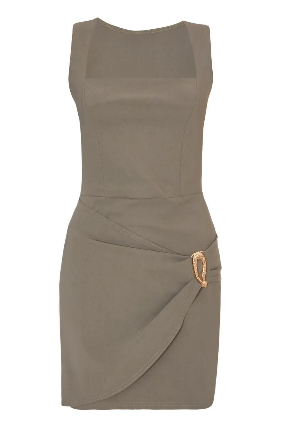 Khaki Square Neck Mini Dress