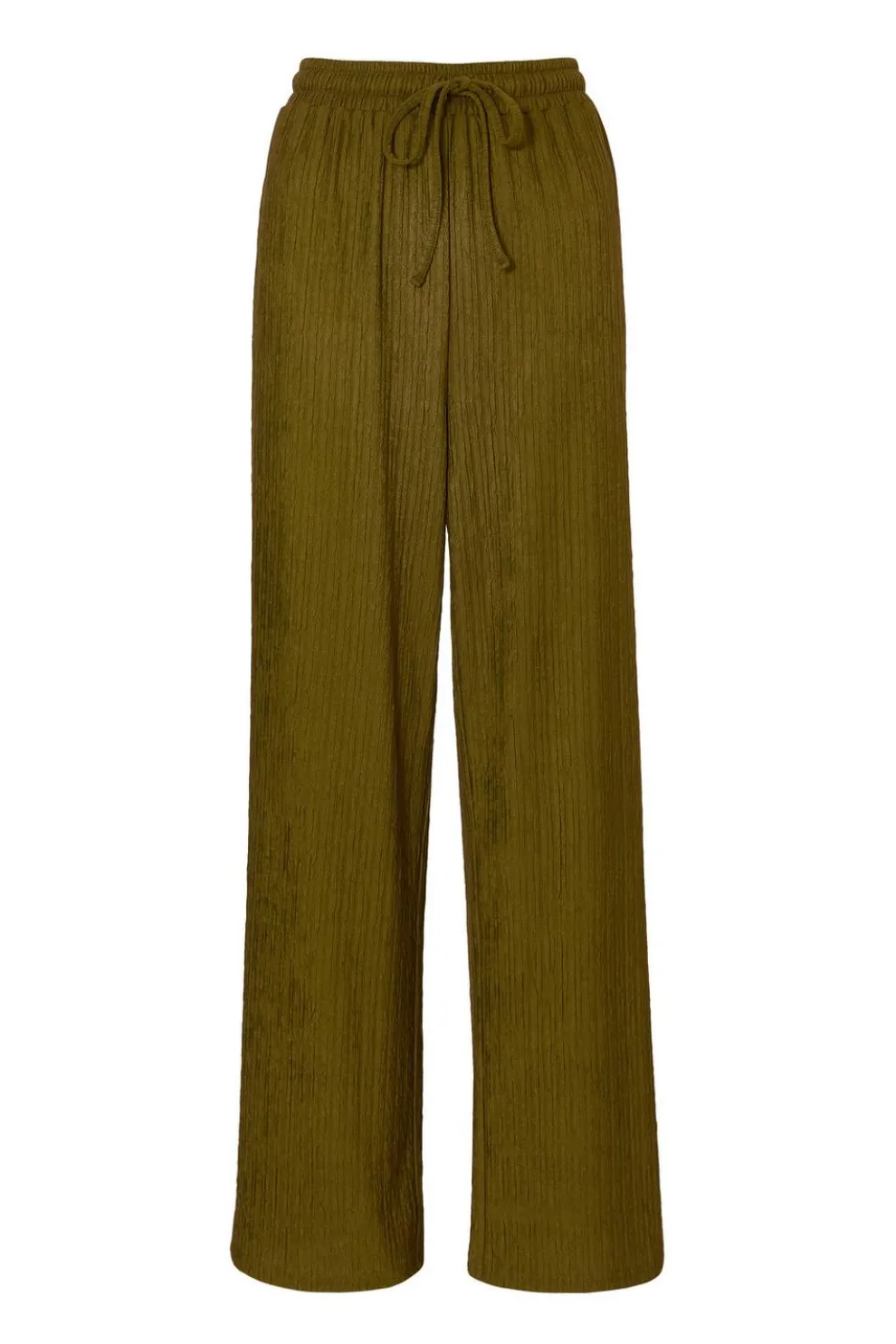 Khaki Textured Palazzo Trousers
