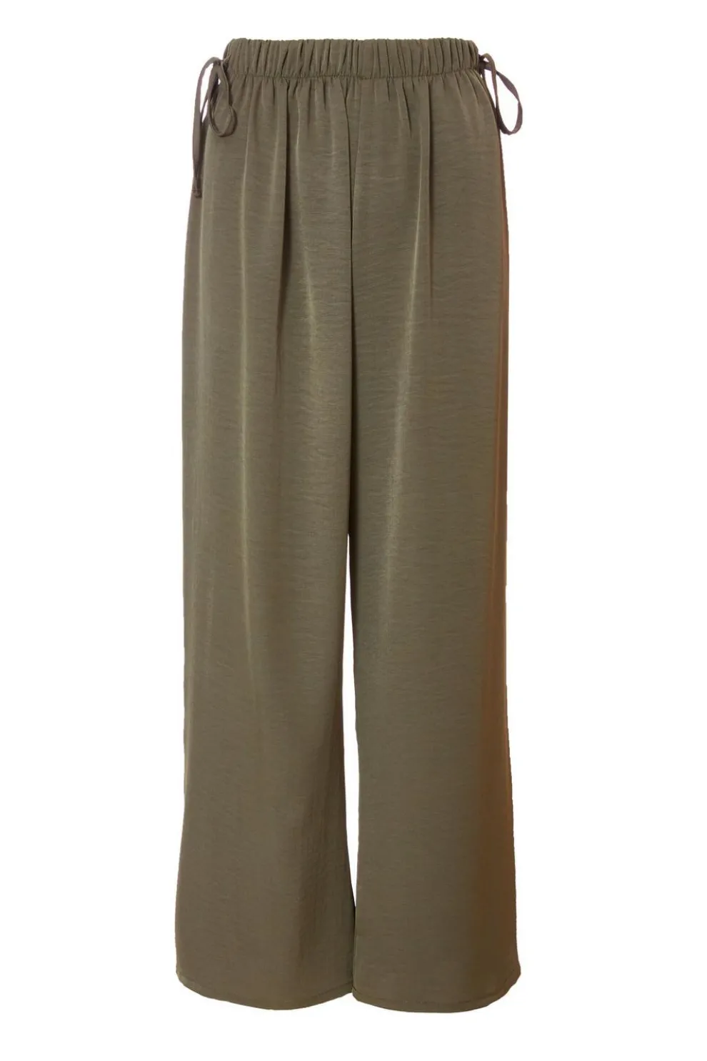 Khaki Tie Waist Palazzo Trousers