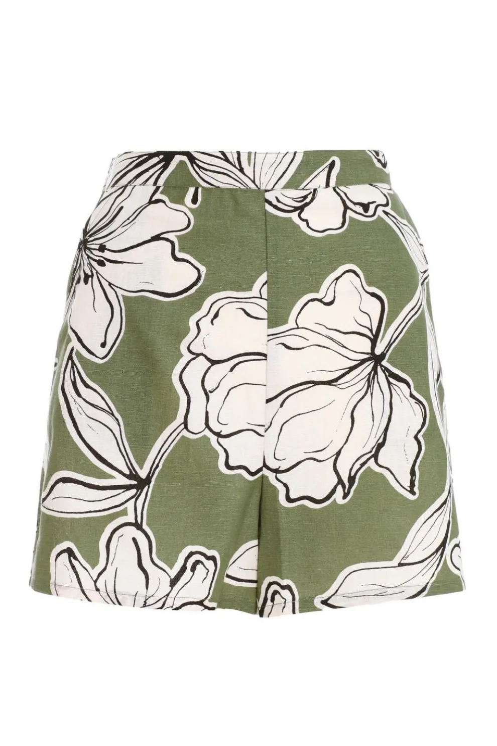 Khaki Tropical Print Shorts