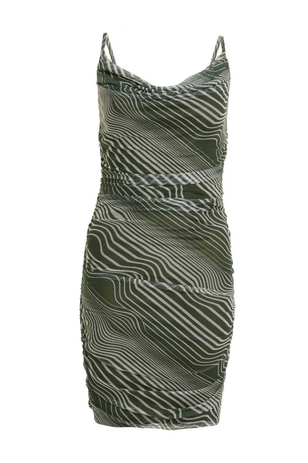 Khaki Wavy Stripe Dress