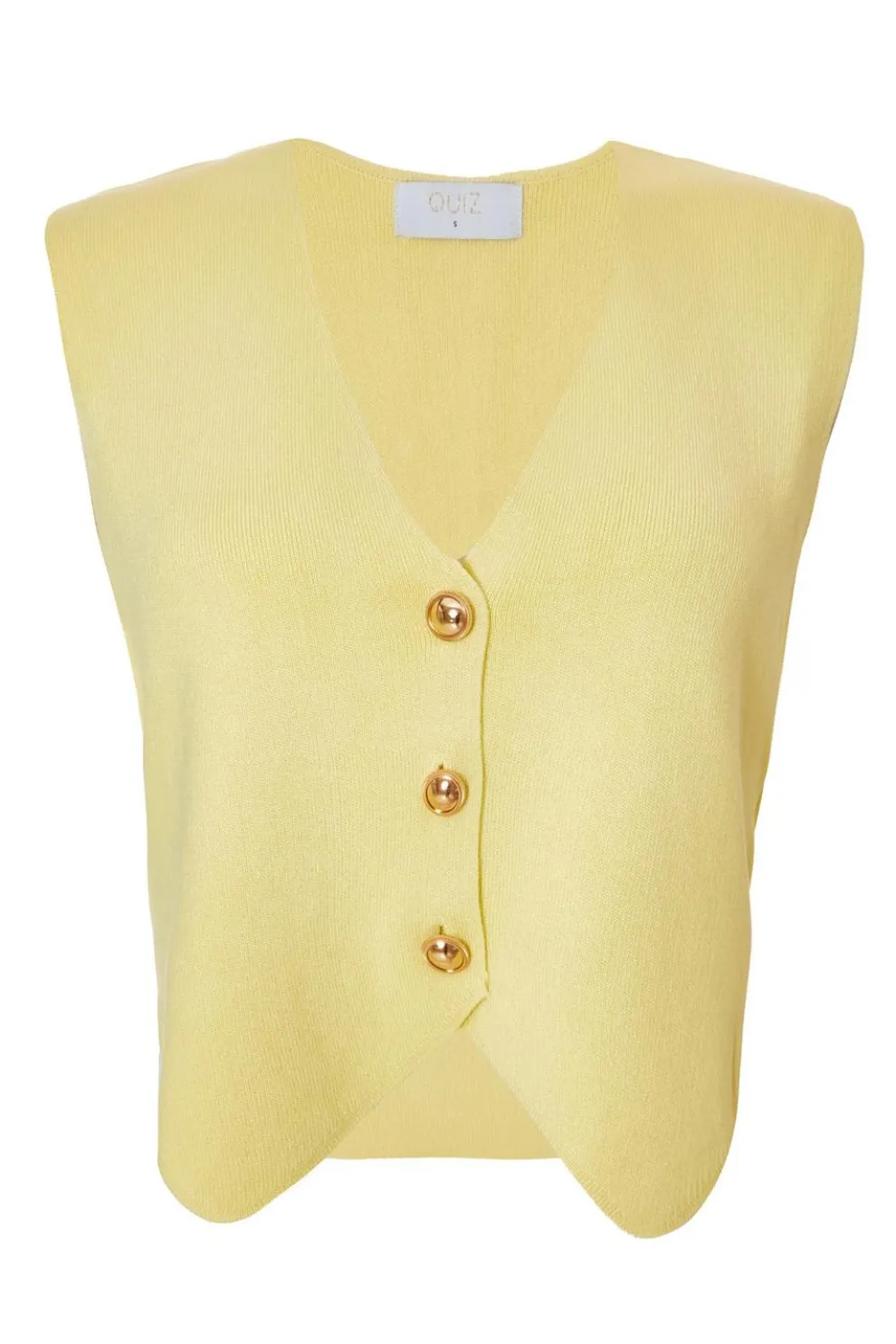Lemon Knitted Button Front Waistcoat