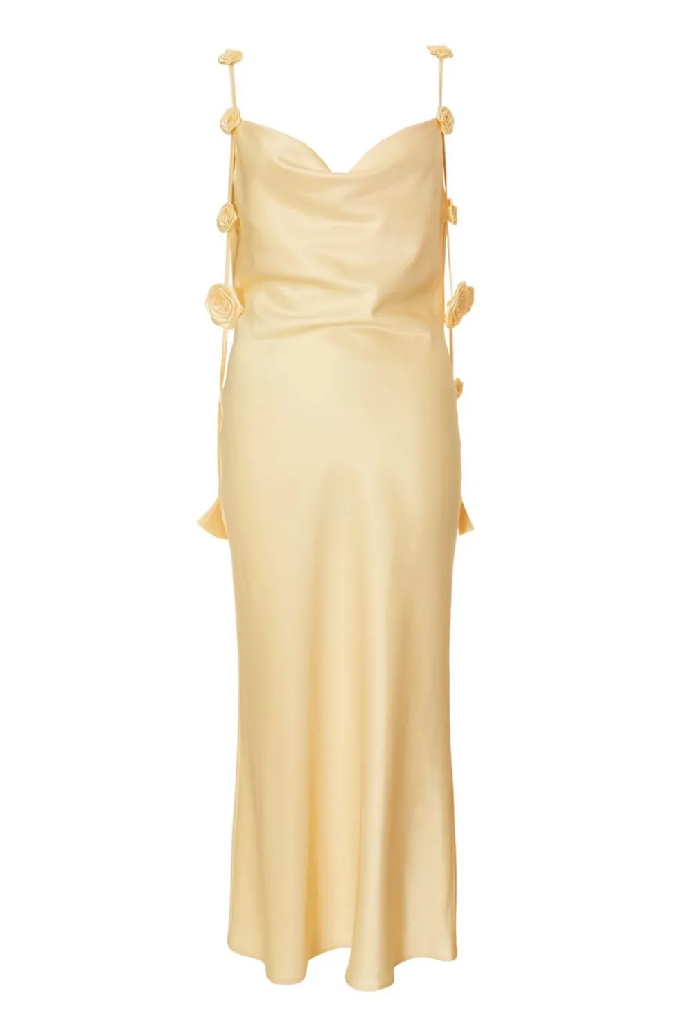 Lemon Satin Midaxi Dress