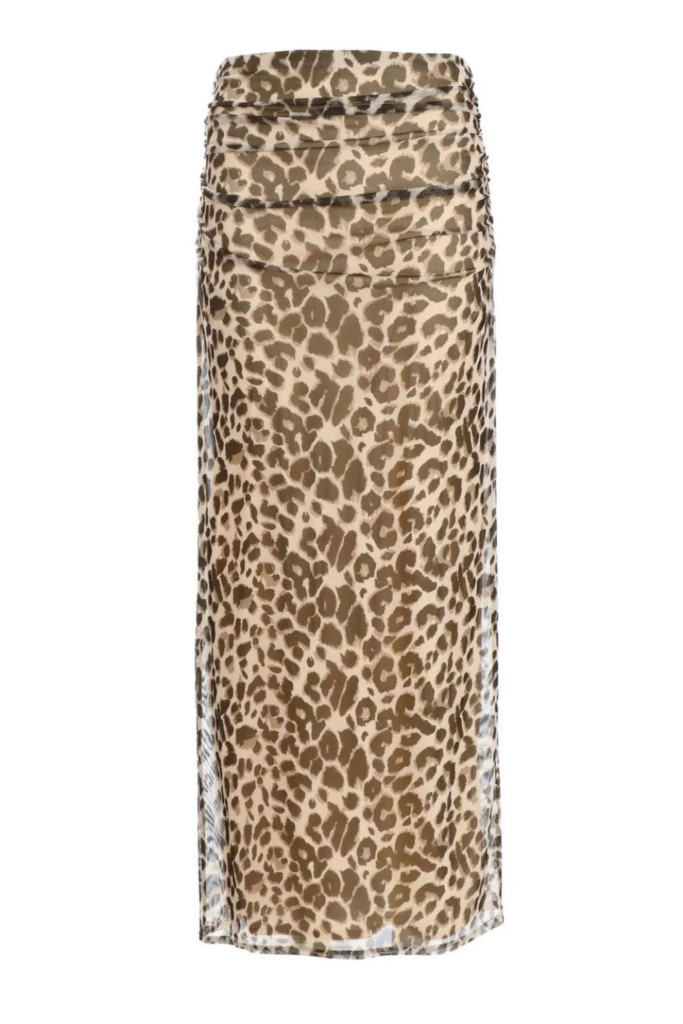 Leopard Print Mesh Maxi Skirt