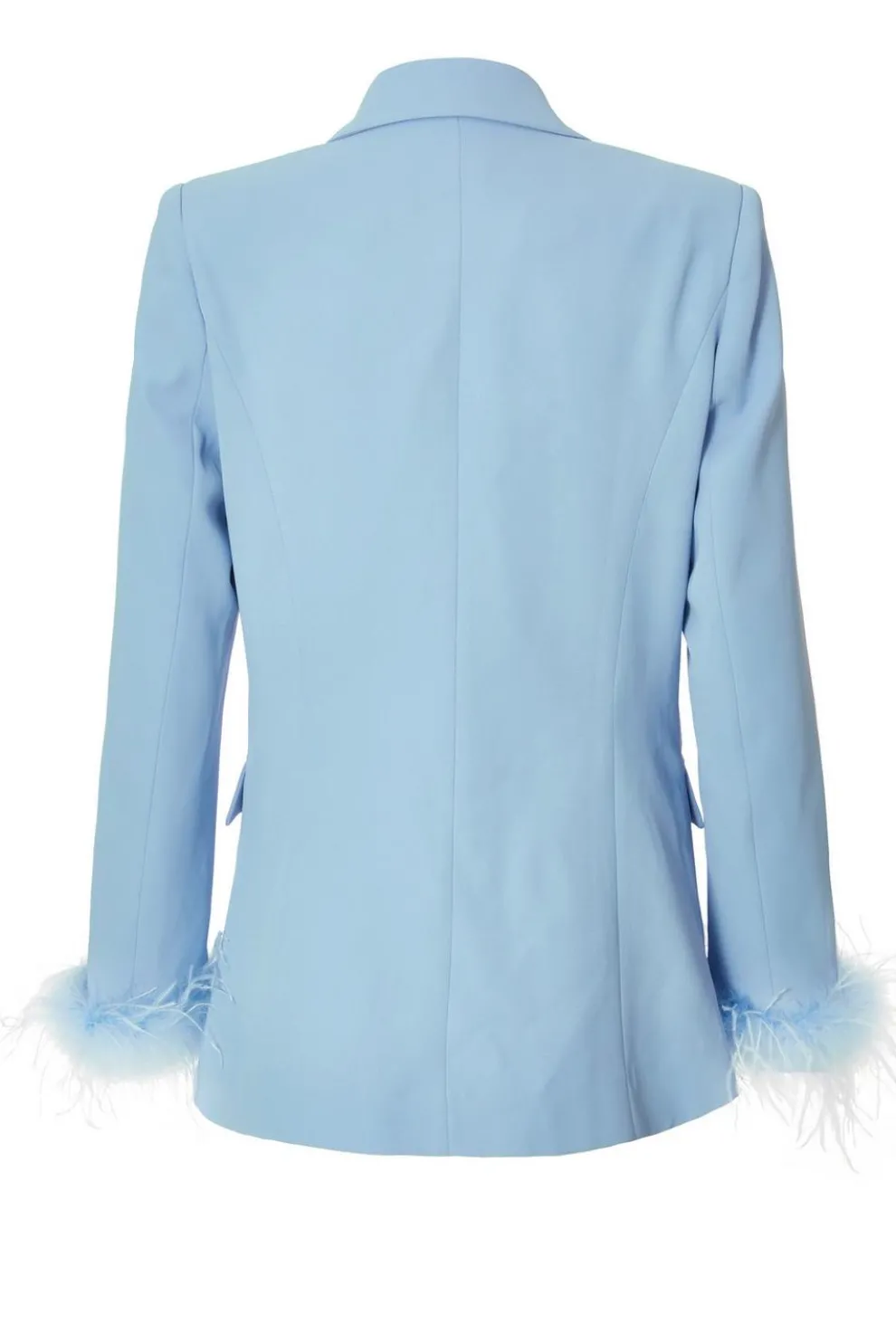 Light Blue Feather Trim Blazer