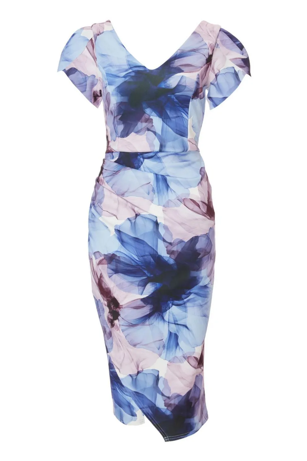 Light Blue Floral Print Midi Dress