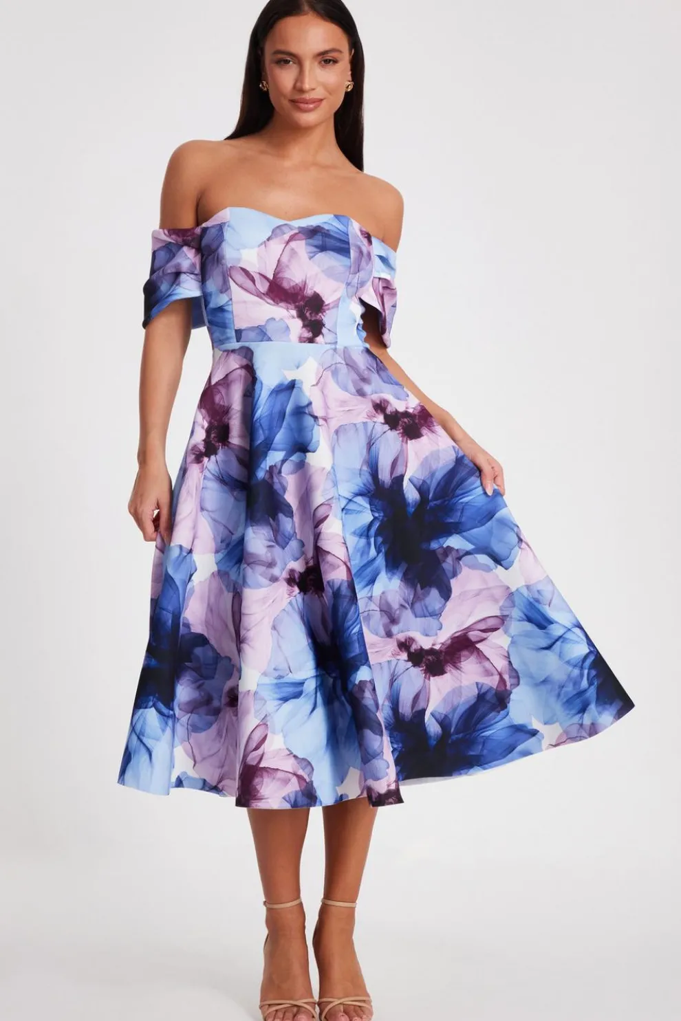 Light Blue Floral Skater Dress