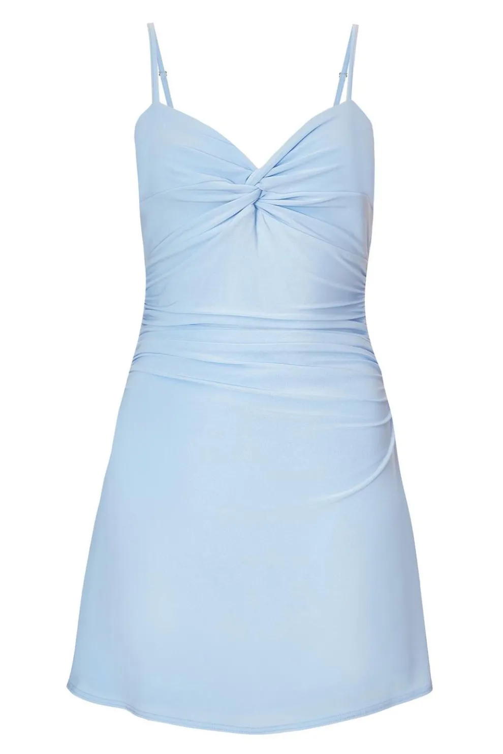 Light Blue Knot Front Mini Dress