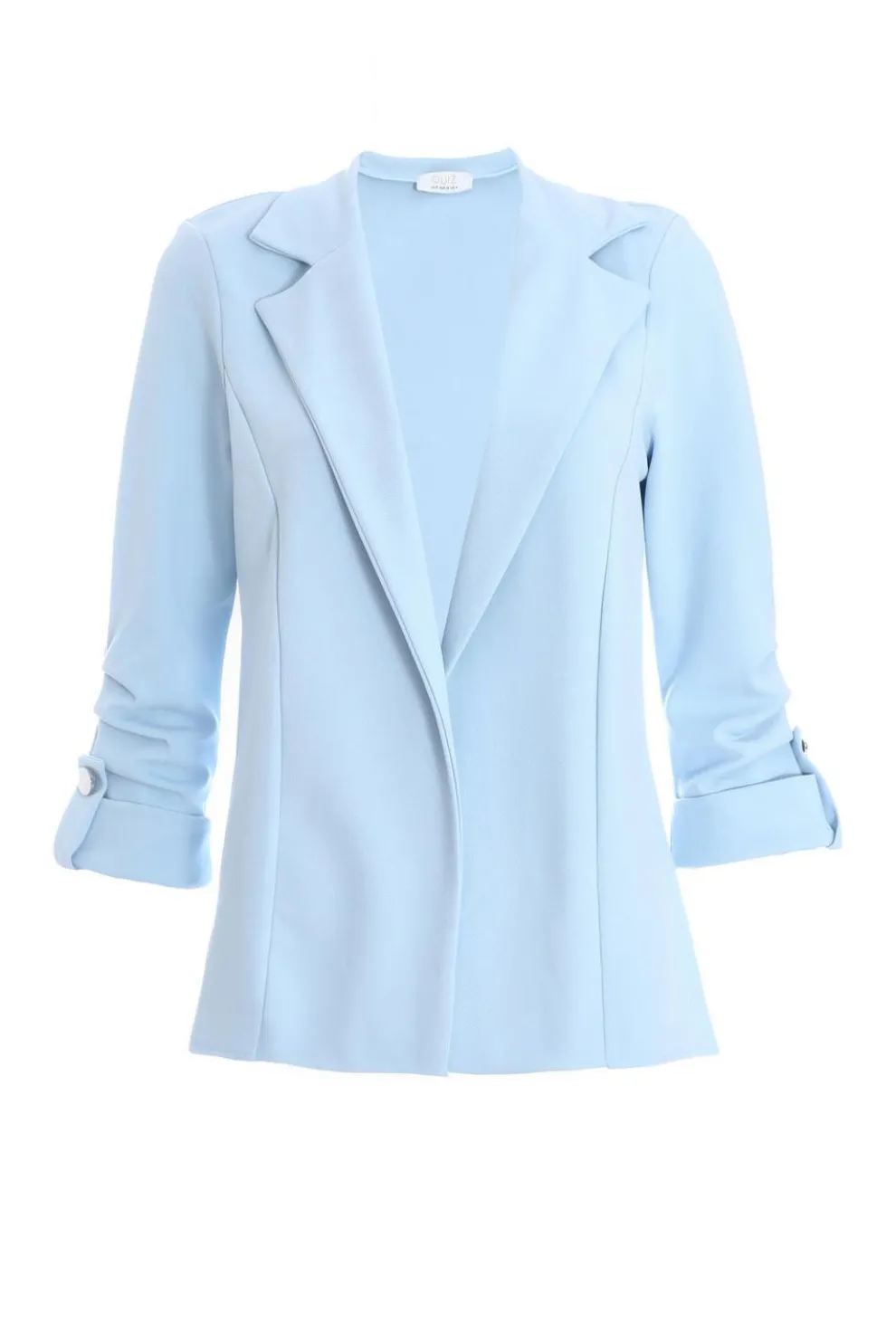 Light Blue Ruched Sleeve Blazer