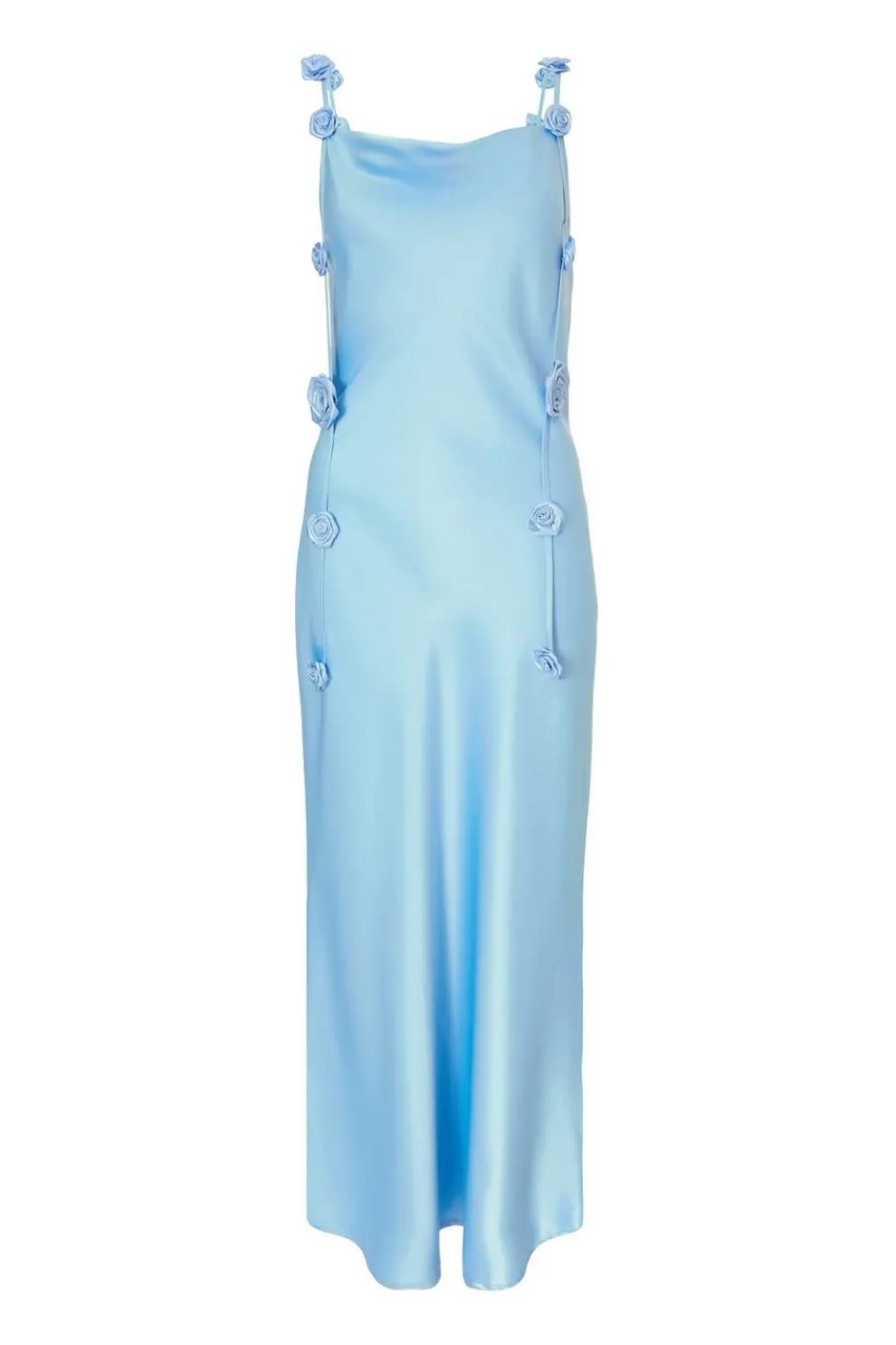 Light Blue Satin Midaxi Dress