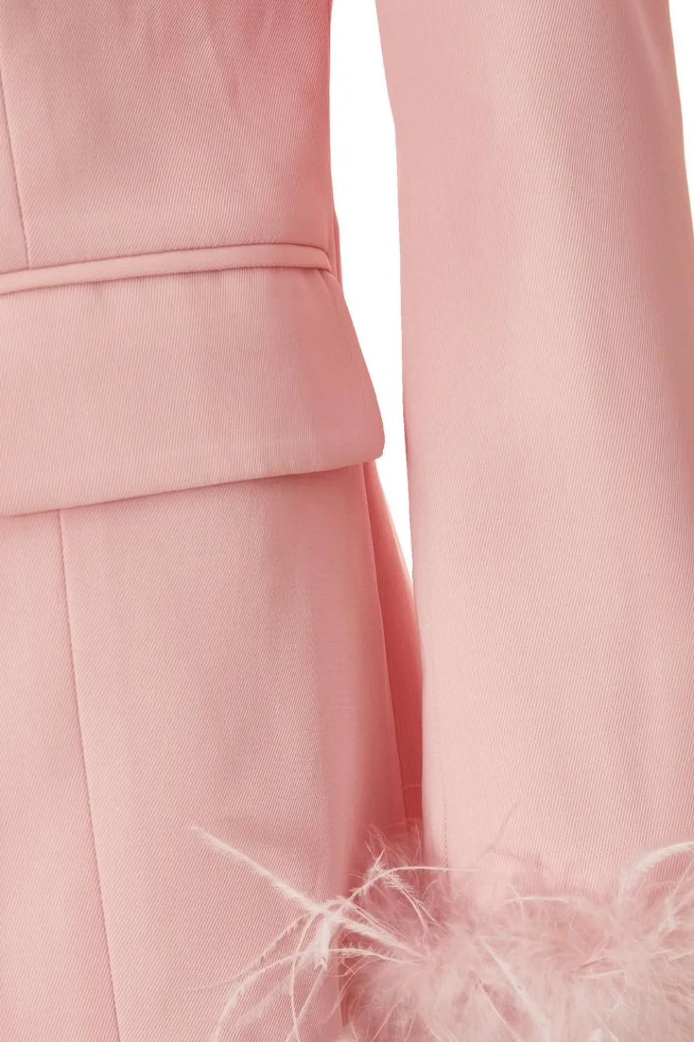 Light Pink Feather Trim Blazer