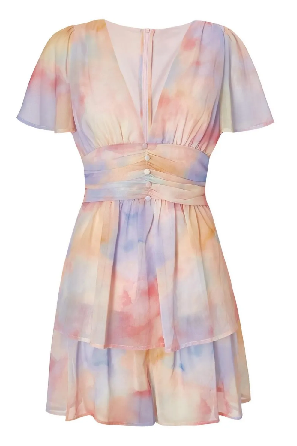 Light Pink Tie Dye Tiered Playsuit