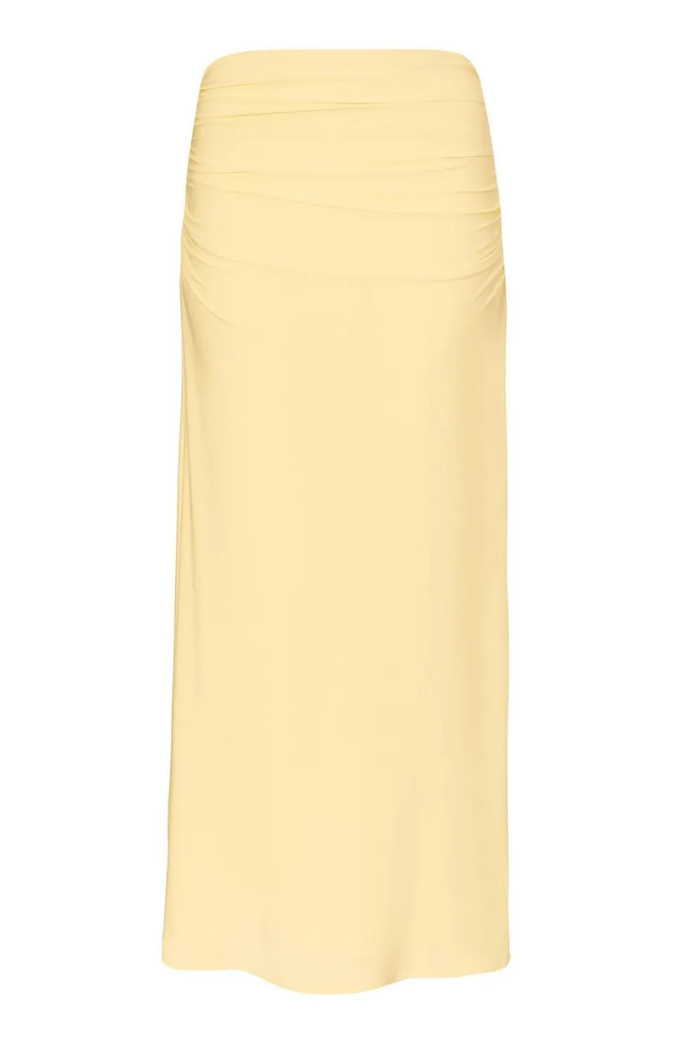 Light Yellow Ruched Maxi Skirt